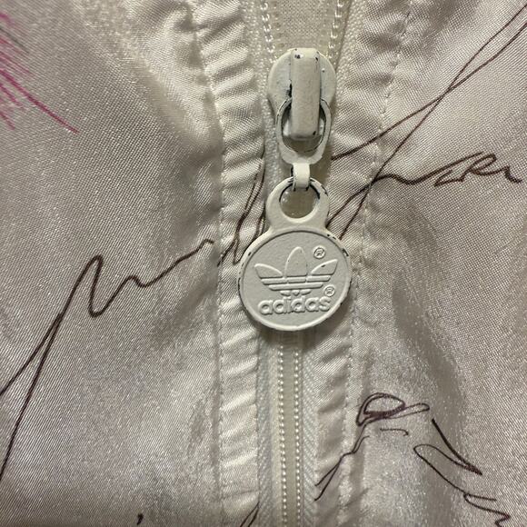 Adidas Lightweight Zip Up Script Print Silky Jacket Size L/XL - Picture 6 of 11